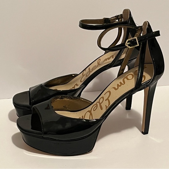 Sam Edelman Women's Kayden Heels Black Faux Patent Leather - Picture 8 of 15